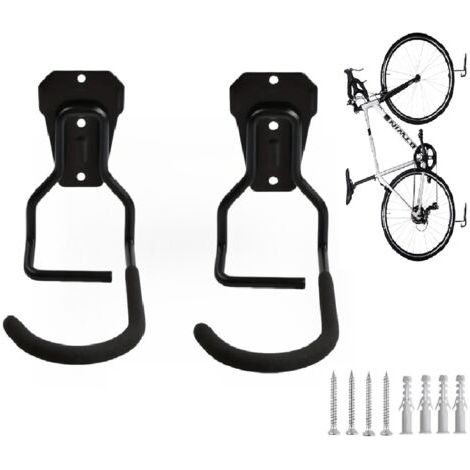 Ensemble de 2 crochets verticaux en L pour rangement de vélo – Fer robuste – Installation facile – Support mural pour garage (1/5)