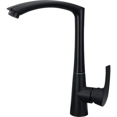 Robinet de cuisine pivotant en acier inoxydable noir mat chaud et froid (1/5)