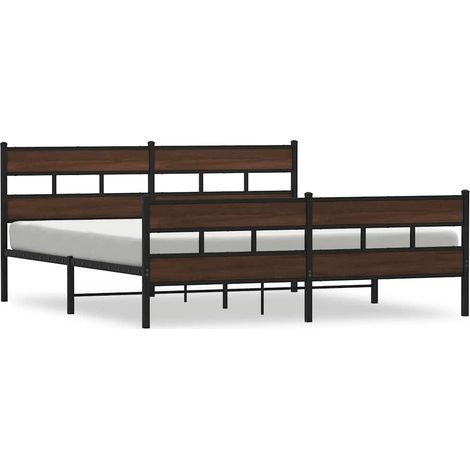 Maison Exclusive - Metallbett ohne Matratze Braun Eichen-Optik 18 (1/5)