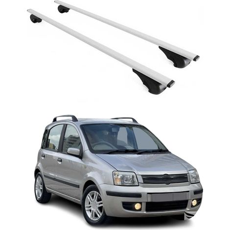 OMAC Dachträger Querträger für Fiat Panda 1980-2026 – Abschließbar – Max. 75 kg – 2 Stangen Stahl Silber (1/5)