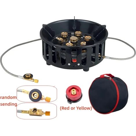Réchaud de camping à 7 brûleurs coupe-vent, puissance de feu élevée, réchaud à gaz portable pour pique-nique en plein air, équipement de camping, réchauds de cuisine portables (1/5)