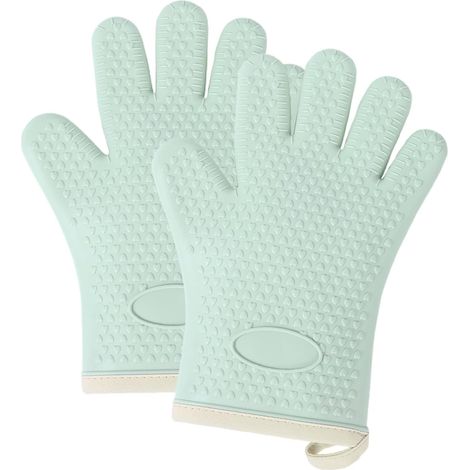 Lot de 2 gants cuisine silicone, résistants chaleur, antidérapants, usage pâtisserie/barbecue/plat gratin (1/5)