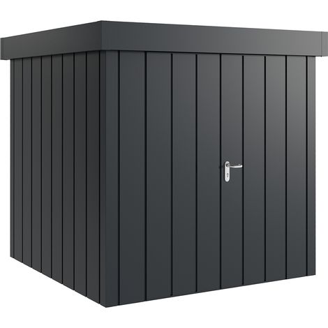 Hörmann Metall-Gerätehaus "Juno" mit Flachdach, JFD5 - Modern, 214 x 214 cm (B x T), anthrazit, 2-flüglige Tür (1/5)