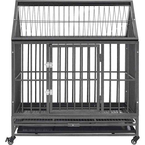 vidaXL Jaula de perro  con ruedas y techo acero 92x62x106 cm (1/2)
