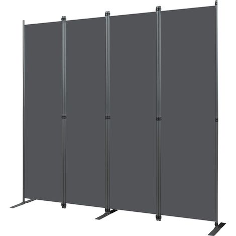 Paravento divisorio pieghevole a 4 pannelli 204 x 180 cm grigio scuro (1/5)