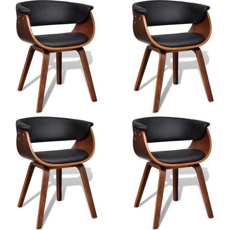 Lot de 4 chaises de salle à manger cuisine design intemporel bois courbé et synthétique noir CDS021323 (1/5)