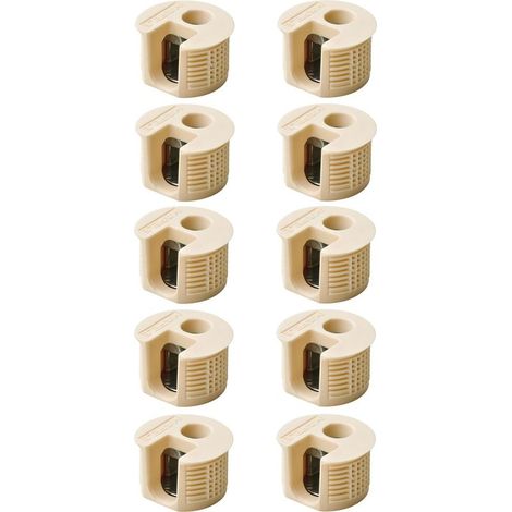 Lot de 10 boîtiers excentriques 15mm – Assemblage plastique avec insert acier – Pour épaisseur bois 19mm – Connecteur meuble beige (1/2)