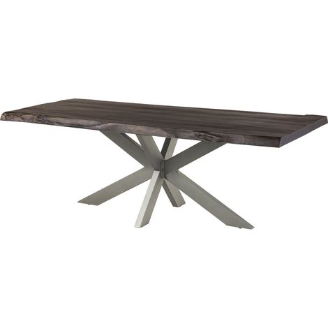 Baumtisch Mango 180x90x77 grau lackiert / Kreuzgestell silber matt FREEFORM 5