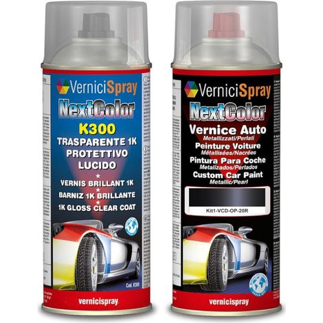 Kit Vernice Auto Spray compatibile con OPEL AGILA 20R SAPHIRSCHWARZ BLACK MET. e Trasparente Lucido Spray - kit ritocco vernice metallizzata 400+400 ml di VerniciSpray