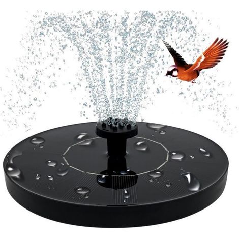 Fontaine solaire avec 6 buses, pompe solaire pour bain d'oiseaux, fonctionnement automatique pour jardin, étang, décoration de terrasse (13 cm) (1/5)