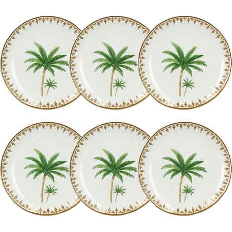 Lot de 6 assiettes à dessert en porcelaine, ATLAS