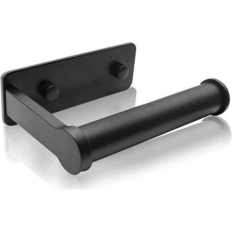 Wall-Mounted Aluminum Toilet Paper Holder, Black Self-adhesive & Wall-Mounted Toilet Paper Dispenser, Without Drilling Toilet Paper Holder Toilet Roll Holder for Bathroom (Black) (1/5)