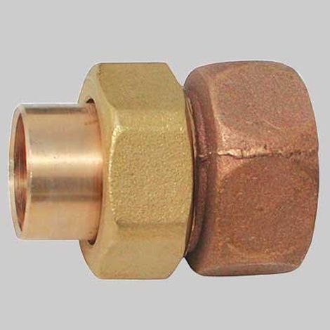 BOCCHETTONE BRONZO DIRITTO 3 PEZZI FILETTATO FEMMINA A SALDARE FEMMINA - 22 x 3/4