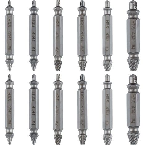 12 Pièces Extracteur de Vis Cassé, Extracteur de Vis Dénudé, Kit Extracteur Vis, Tourne a Gauche Extracteur, Extracteur De Vis Cassé Et Extracteur De Vis En Acier Haute Vitesse H.S.S (1/5)