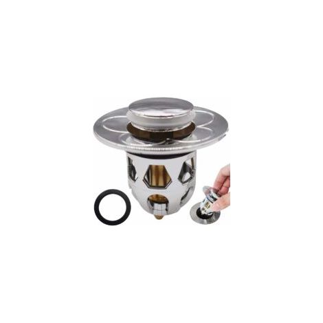 Pop Up Bouchon Lavabo,Bouchon de Lavabo Flitre de Vidange Anti-Bloqué Clapet Bonde Salle de Bain Bouchon d'Évier Type Poussoir éviers de Cuisine pour 30mm 40mm Trou de Vidange (Argent) (1)-Crezuo