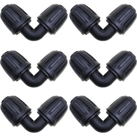 Raccord d’irrigation coudé 16 mm – Lot de 6 connecteurs pour tuyaux PE de jardin – Compatible avec systèmes goutte-à-goutte et arrosage automatique (1/5)