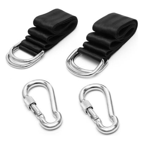 2 Pièce Sangle pour Balancoire Arbre avec Mousqueton, kit de Suspension pour Balançoire, Sangles et Pinces pour Balançoire Hamac Siège (1.5m)
