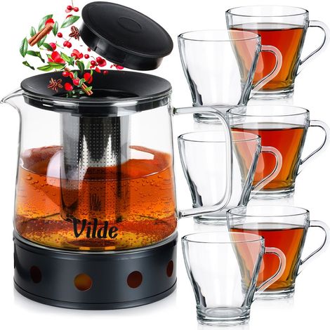 Bicchieri da caffè e tè con caraffa e infusore da 250 ml / 1,5 l, 7 pezzi. (1/5)