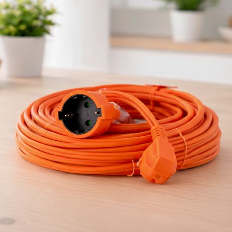 IluminaShop - Prolongador Schuko (3x15mm) 15 Metros, Naranja IP20