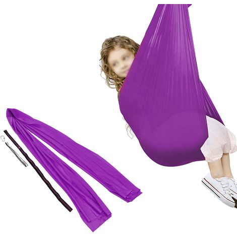 Hamac élastique pour enfants, balançoire d'intérieur et d'extérieur, hamac-balançoire sensoriel pour enfants, violet (1/5)