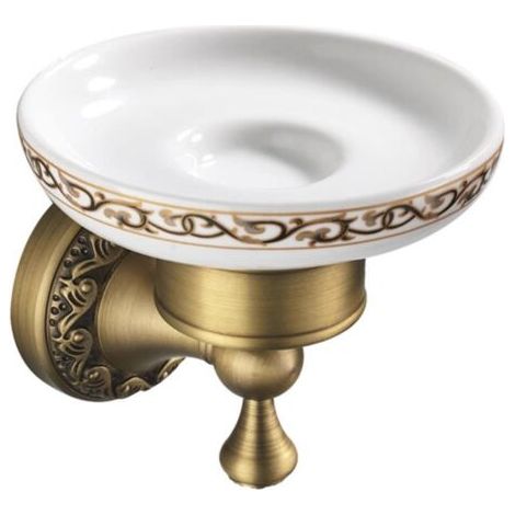 Sollbry Porte-Savon Mural en Laiton Bronze Antique, Accessoires de Salle de Bain, Design en Porcelaine (1/5)