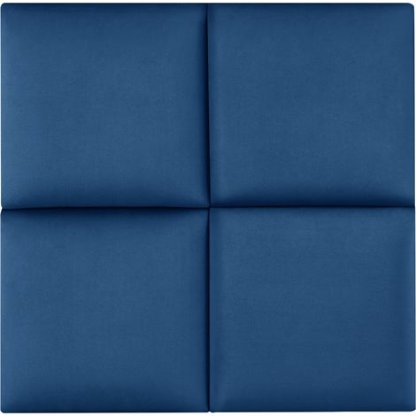 Set de 4 coussins muraux en velours 30 x 30 cm bleu marine (1/5)