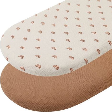 Hoeslaken Wieg Bébé - 2 Pièces - Matelas landau - 824310 cm - Housse de coussin à langer - Motif arc-en-ciel (1/5)