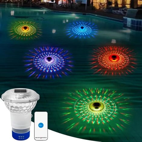 Distributeur de chlore flottant avec thermomètre, diffuseur de chlore de piscine à affichage numérique avec lumière solaire, flotteur de chlore de piscine à commande par bouton (1/5)