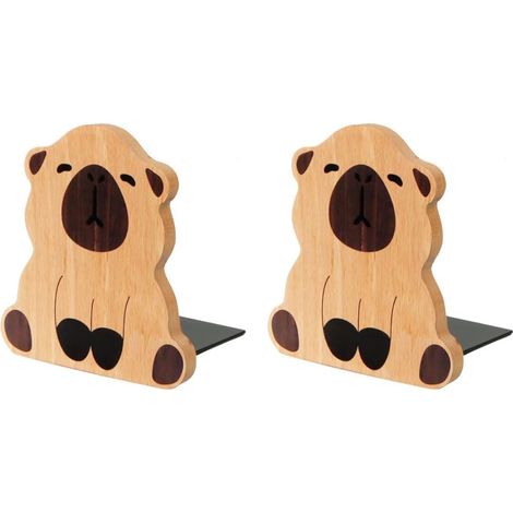 1 Paire de Serre-Livres en Bois, Motif Capybara, adorables Serre-Livres en Bois de hêtre antidérapants, pour Bureau, étagères, Maison, école, bibliothèque (1/5)