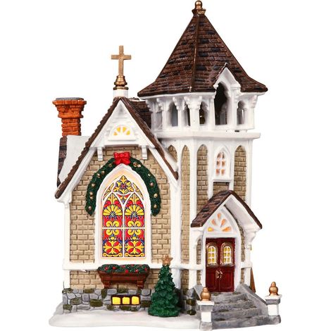 Chiesa Little River Church Edificio Luminoso Natalizio Villaggio Natale Lemax