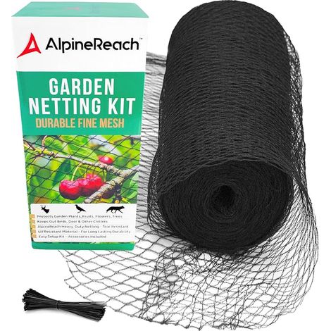 Garden Netting 4.5m x 15m Woven Mesh Black Reusable Cable Ties (1/5)