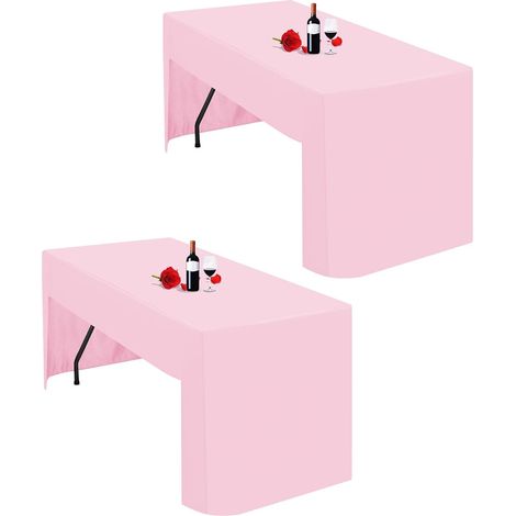 Lot de 2 nappes Roses avec Dos Ouvert pour Table Pliante de 1,8 m, Tissu en Polyester Lavable, Nappe Roses pour Artisanat, Salon, Exposition, fête, événements de Mariage (1/5)