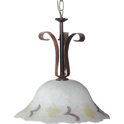 Plafonnier Ambra 40 cm en verre sombre et gonds marron (1/2)