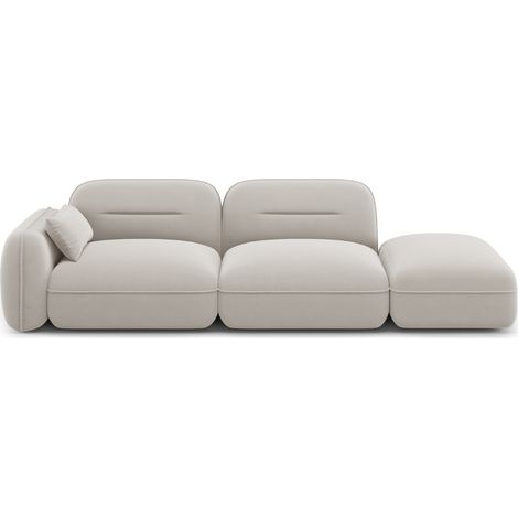 Canapé modulable droit 3 places en velours beige clair (1/5)