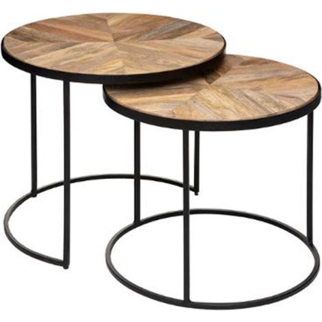 Lot de 2 Tables à Café en Bois "Basile" 56cm Marron (1/5)