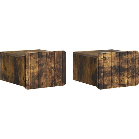Maison Exclusive - Mobiletto da notte a muro 2 pz Rovere Fumo 33 x 34,5 x 24 cm (1/5)