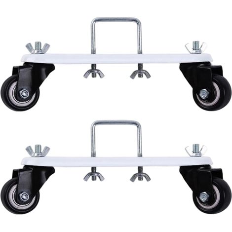 Lot de 2 supports de poulie mobiles pour radiateur rempli d'huile, base de cadre de chauffage électrique rotatif à 360° avec roues et frein, support en acier au carbone, roue silencieuse à (1/5)