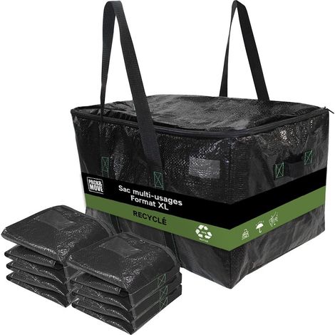 Pack and Move - Lot 6 Sacs Rangement Recylés - 55 x 35 x 30 cm - Poignées solides - Déménagement et Transport - Ultra Résistant - Réutilisable - 55L (1/5)