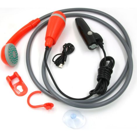 Pommeau de douche électrique portable USB, rechargeable par batterie au lithium, orange, pour l'extérieur, la voiture, le lavage des cheveux, une utilisation sur le terrain, léger et compact (1/4)