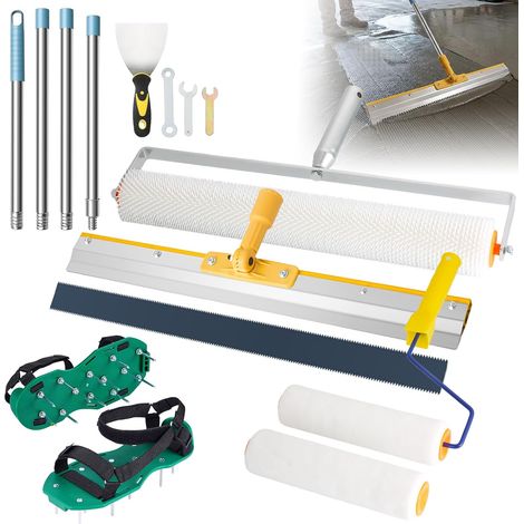 Kit d'outils de revêtement de sol en résine époxy, avec rouleau d'aération, chaussures à ongles, raclette de grande surface et barre télescopique, pour masse d'équilibrage du sol et du mur (1/5)