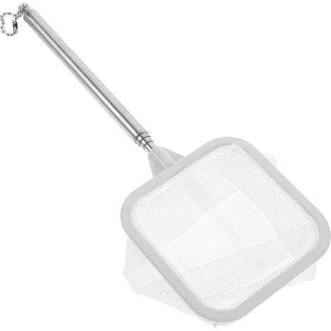 Épuisette télescopique en acier inoxydable, utilisée pour la capture de petits poissons et de crevettes, longueur réglable, blanche. (1/5)