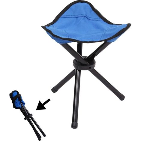 Tabouret de pêcheur - Tabouret pliant - Bleu - Chaise de pêche - Tabouret de camping - Chaise pliante - Chaise de camping légère - Pliable - Chaise de plage (1/3)