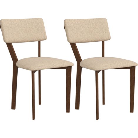 Lot de 2 chaises salle à manger style néo-rétro bois effet lin beige (1/5)