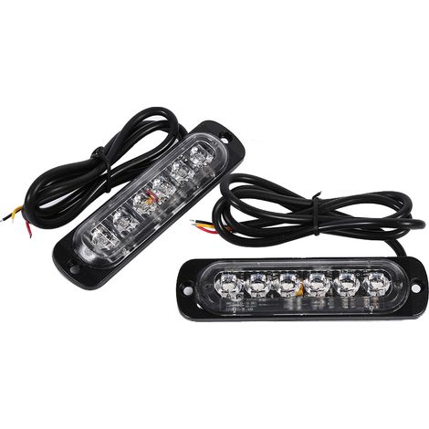 2 pcs de feux de détresse 12V 6 LED pour voiture et camion, gyrophare bleu clignotant de sécurité (1/4)