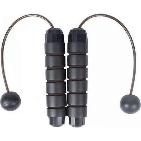 Corde à sauter lestée sans corde, pour l'entraînement, la perte de poids, adultes, enfants, débutants, noire (1/4)
