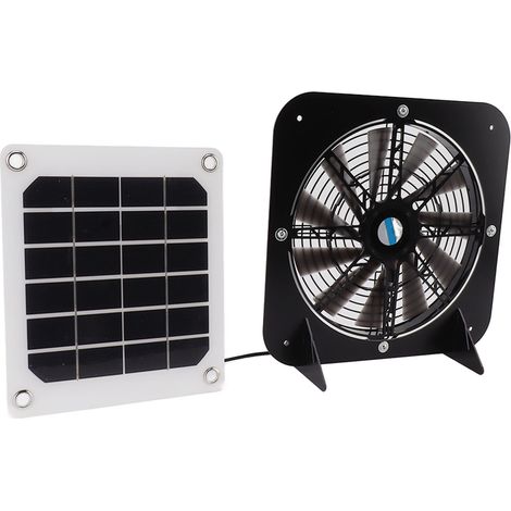 Ventilateur d'extraction solaire 100 W avec panneau solaire et ventilateur de 34 cm (13,5 pouces) étanche, idéal pour les niches pour animaux. (1/5)