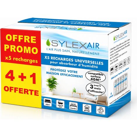 PACK PROMO x5 recharges sachets 1kg pour absorbeur d'humidité "4+1 offerte"