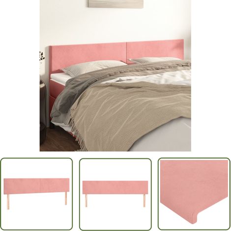 The Living Store Têtes de lit 2 pcs Rose 90x5x78/88 cm Velours - Tête De Lit - Tête De Lit Velours - Tête De Lit Rose - Têtes De Lit Jumelles - Literie (1/5)