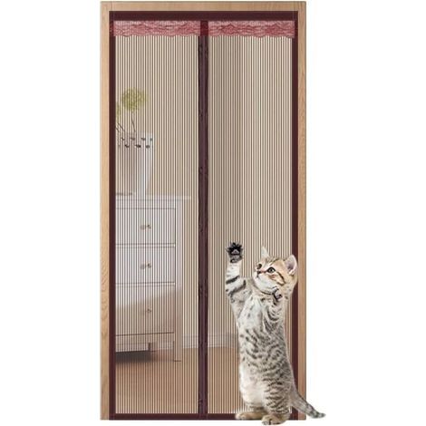 GENERIC-Moustiquaire Magnétique Porte 95x210cm,Moustiquaire Porte en Fibre de Verre,Rideaux Anti Mouches pour Porte Fermeture Automatique Maille Ultra Fine sans Perçage(Brun) (1/5)