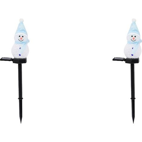 2x Weihnachtsdekorationen Solarleuchten Gartendekoration Schneemann-Weihnachtsornamente Solarbetriebene Gartendekoration F